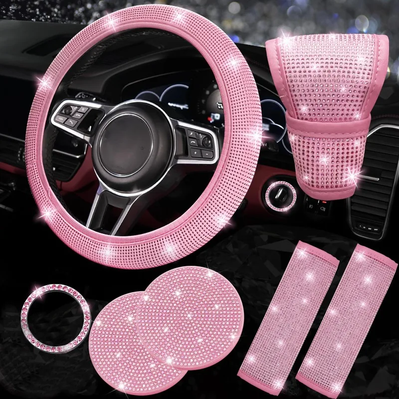 Car steering wheel cover universal hot diamond diamond safety belt cover shoulder coaster accessories decoration