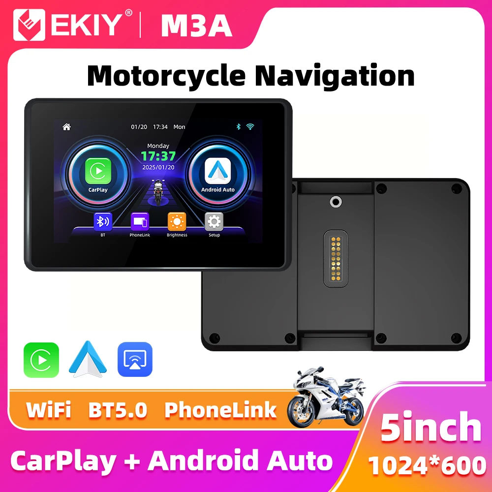 EKIY 5.0 "لاسلكي CarPlay Moto أندرويد السيارات المحمولة لوحة القيادة الرقمية لتحديد المواقع والملاحة شاشة لسيارات BMW R1200GS R1250GS #1