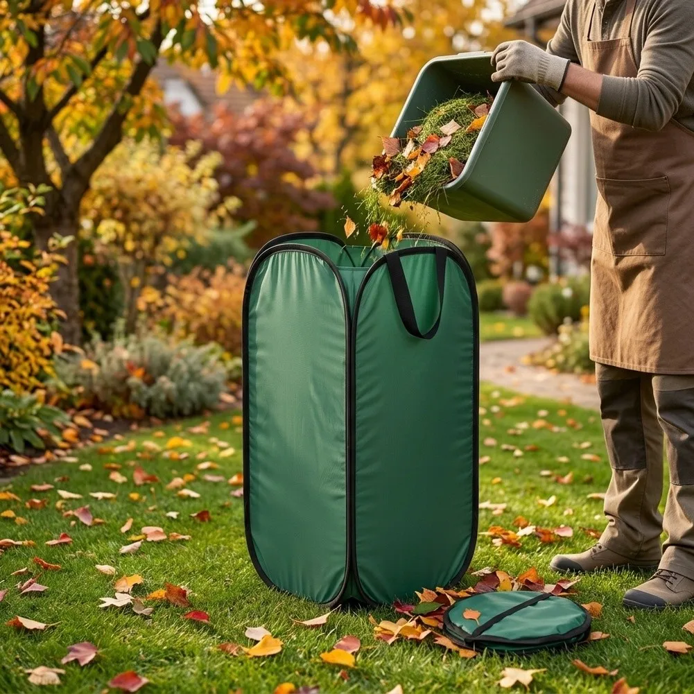 1/2Pcs Leaf Collector Portable Pop-Up Leaf Bags Foldable Leaf Pick Up Tools Reusable Lawn Garden Bags Yard Waste Bags