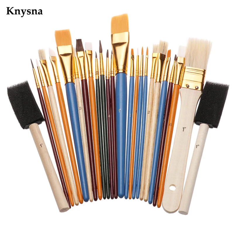 Knysna – ensemble de 25 pinceaux à main fins et multifonctionnels pour peinture en Nylon, à l'huile, acrylique, stylo à aquarelle, fournitures d'art