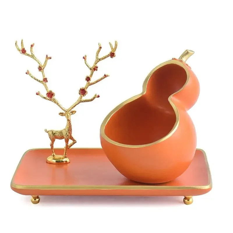 Resin Storage Tray Golden Deer Desktop Organization Ornaments Gourd Entrance Crafts