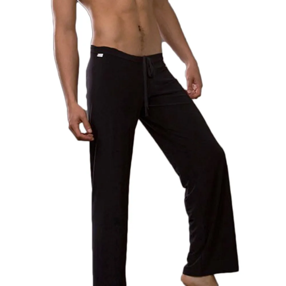 Sleepwear Pajamas Black Wide Leg Pants Elastic Waist Trousers Drawstring Full Length Lounge Pants Light Gray Casual Pants