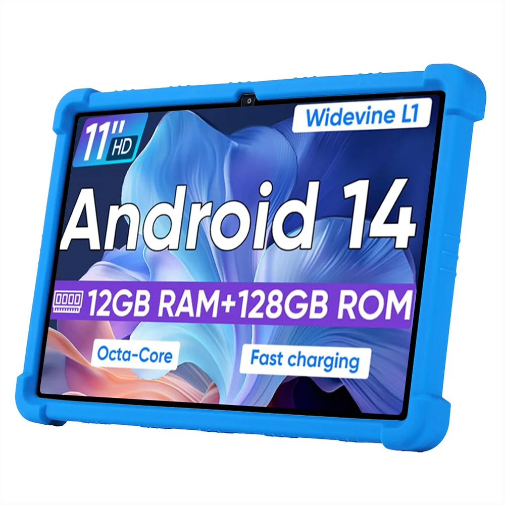 Shockproof Soft Silicon Case for HUOATIME MQ-C5-PT Android 14 Tablet with Stand Protective Cover by WXUNJA C5-PTB-LAN