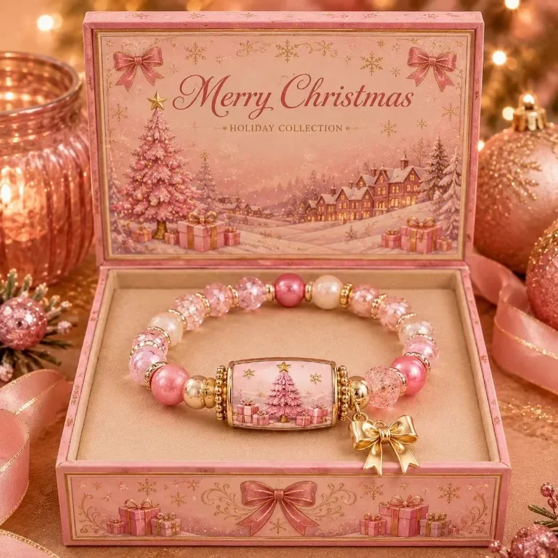 2026 Christmas Magic Collection Bracelet Gifts for Women Girls, Stretch Beaded Bracelets Stocking Charms, Jewelry Gift