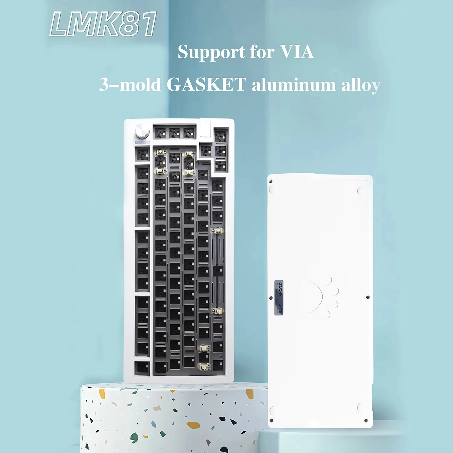 

ZUOYA LMK81 Customized Keyboard Kit Gasket Structure CNC Aluminum Body Via Compatible 75% Layout Hotswap Socket Keyboard Kit