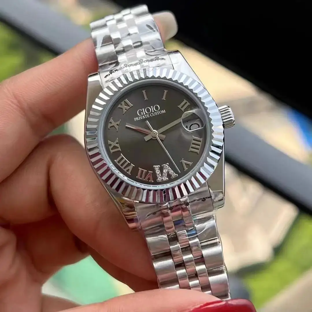 Reloj Automático de lujo para hombre, relojes mecánicos, calendario de acero inoxidable, plata, oro rosa, negro, verde, reloj de pulsera Roma de 31mm