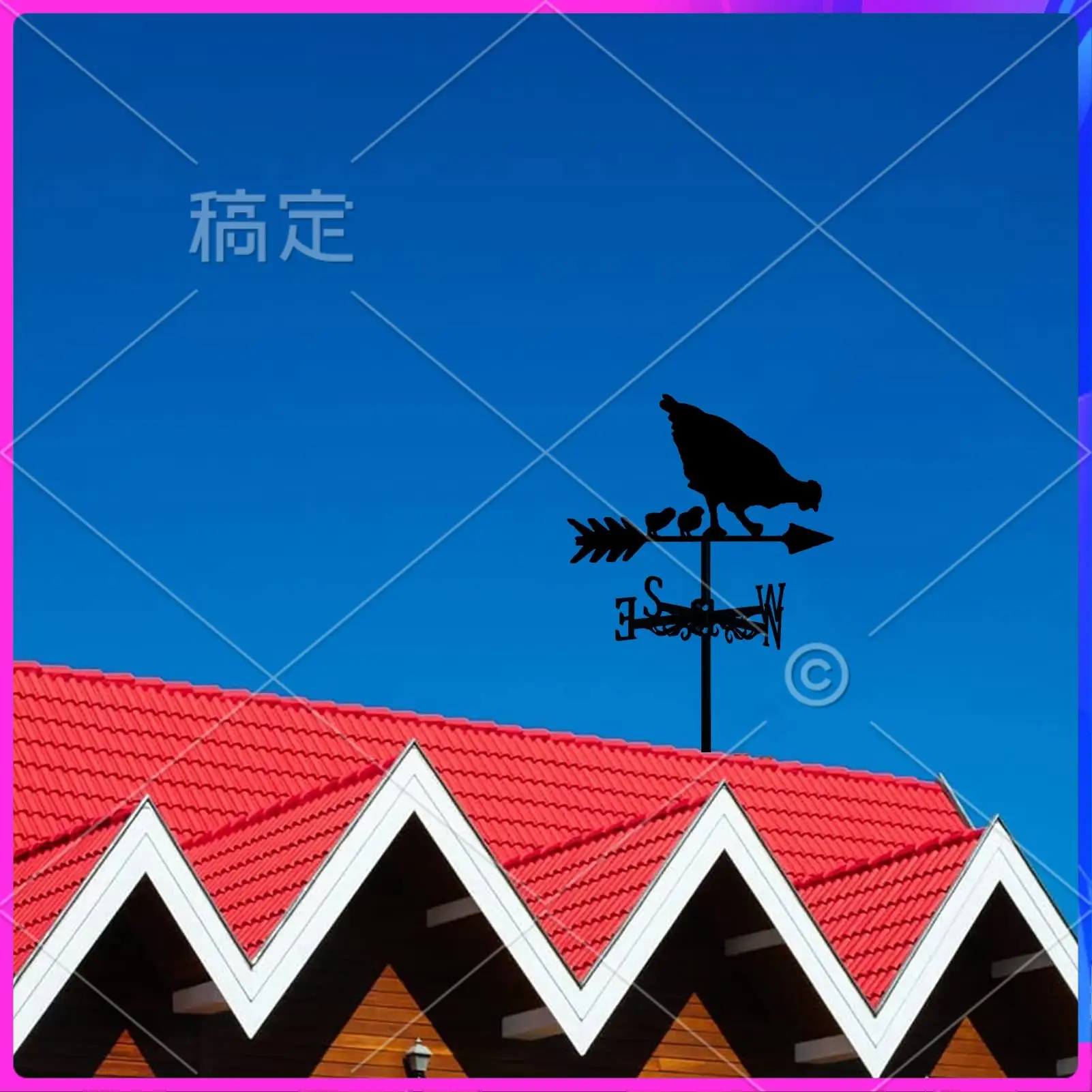 

AUU-Hen And Chicks Weather Vane - Retro Hen Weathervane Silhouette - Decorative Wind Direction Indicator For Outdoor Farm