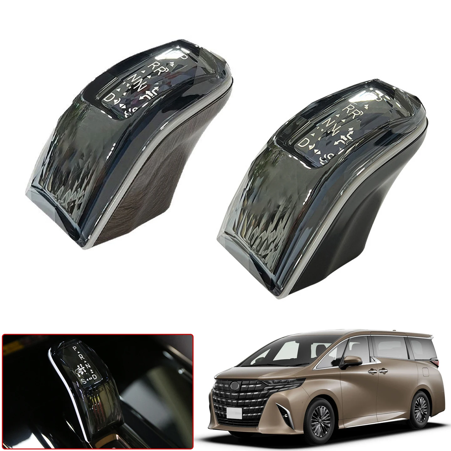 

Подходит для Toyota Alphard Vellfire H40 2023-2024 гг., крышка ручки рычага переключения передач, сменная стеклянная крышка головки, настоящая