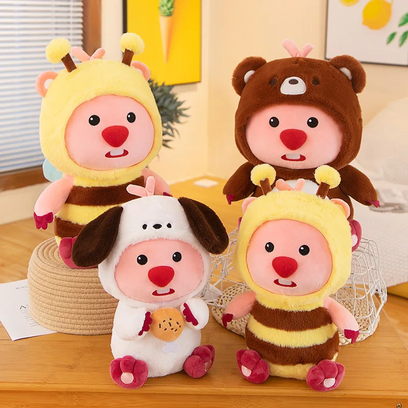 60cm Kawaii Pororo Little Beaver Loopy Plush Toys Cute Bee Bear Dress Up Stuffed Soft Doll Children Halloween Christmas Gifts