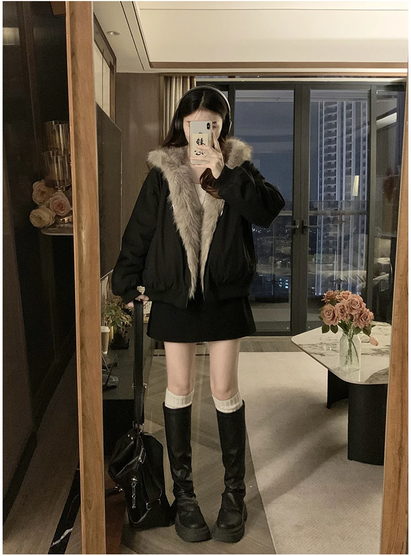Two-sided Wear Imitation mink velvet Fur Hooded Cotton Padded Jacket Fashion New Winter Jackets Women's Short Loose Coats Trend 143 S8c1eb85eeb504e95843b4faab0856902u