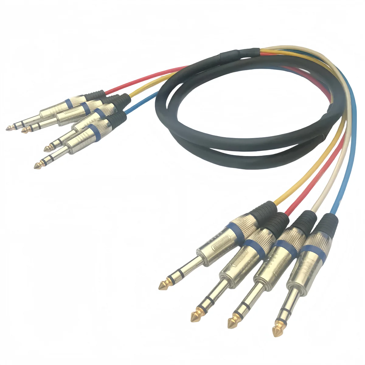 Professional 4-Channel Trs6.35 Stereo Audio Cable, Trs Cable, 4-Channel Shielded Audio Cable Trs6.35 Male to Trs6.35 Male, 4 Colors for Easy Identification, Suitable for Professional Audio Systems That Require Reliable Signal Integrity and Multi-Channel Connectivity. 1.5m, 3m, 5m, 8m, 10m, 15m Are Available.