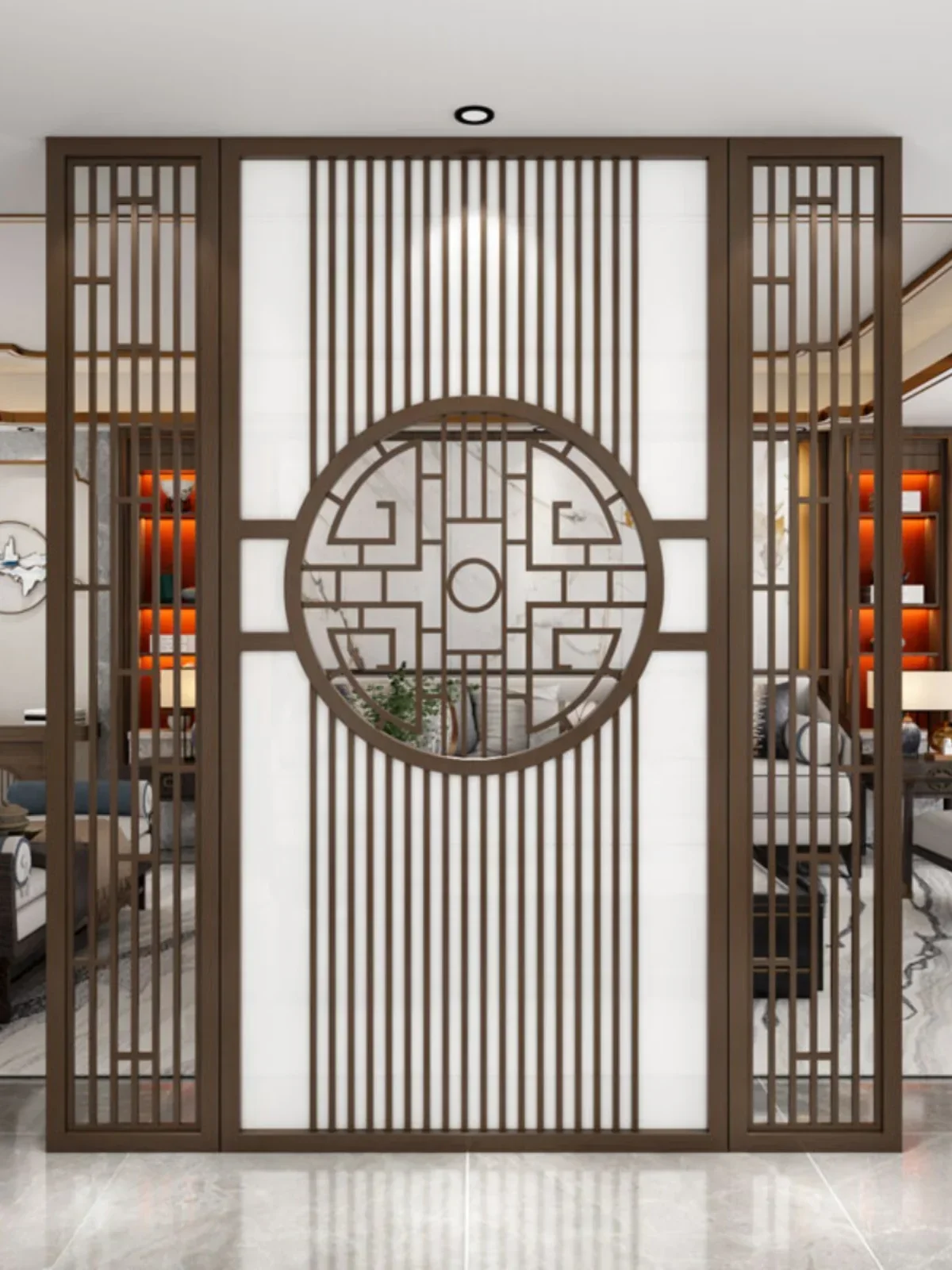 

-Screen Chinese Style Partition Living Room, Solid Wood Zen Style Entrance, Silk Painting Bedroom,