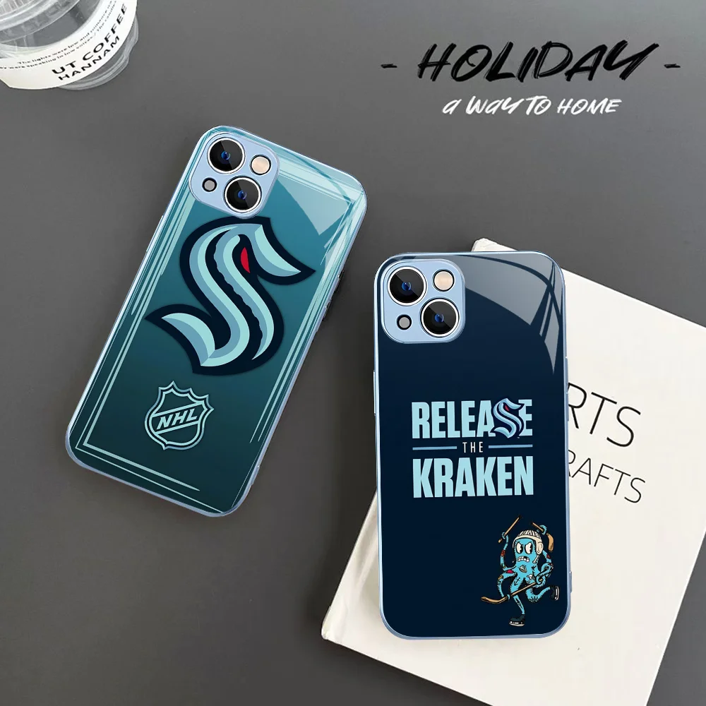 S-Seattle K-Kraken Club Phone Case Tempered Glass For iphone 14 13 12 11 Pro Mini XS MAX 14Plus X XS XR Fundas