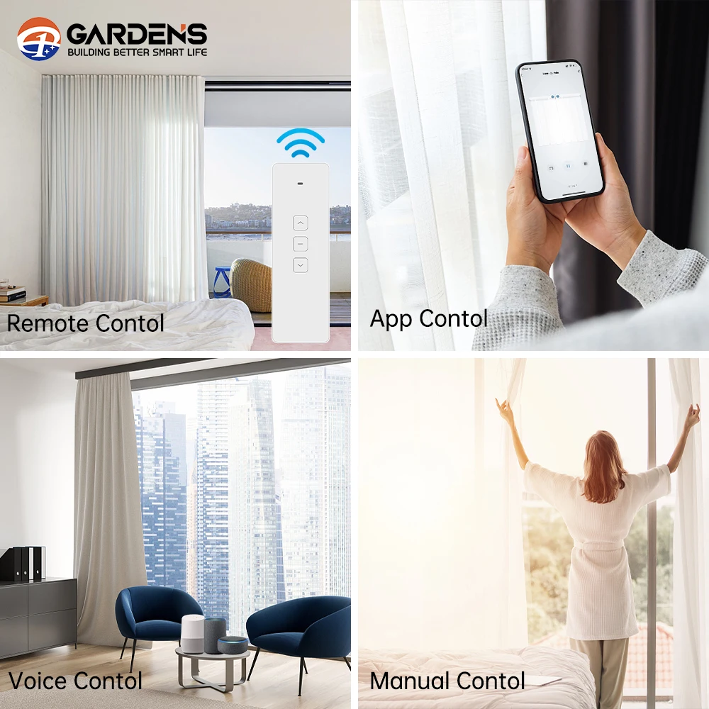 ชุดม่านอัจฉริยะครบชุด เสียงเบา ชุดม่านไฟฟ้า DIY รางม่านพร้อมมอเตอร์ รองรับ Alexa Tuya Wifi ครบชุด 5.2 เมตร