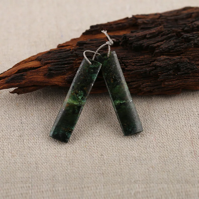 B&F Rectangle Chrysocolla Pendant Beads, Handmade Natural stones beads, Polished Stones for jewelry Making Supplies