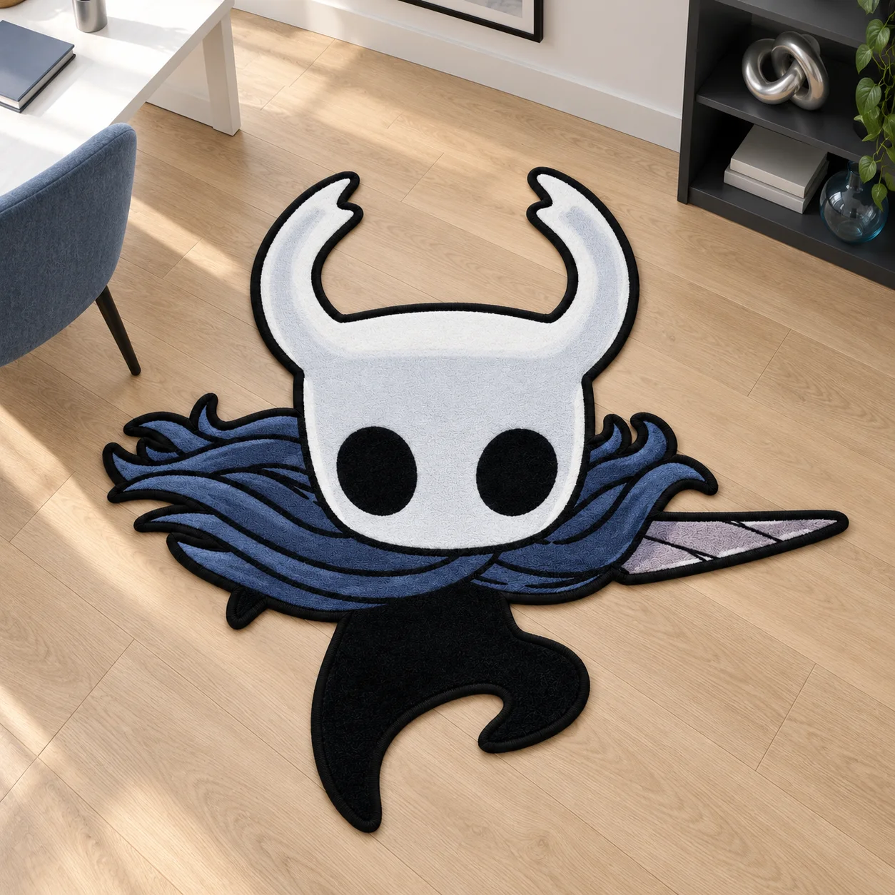 Horned Mask Warrior Shaped Rug Soft Flannel Floor Mat with Bound Edges for Bedroom Living Room Entryway Modern Home Decor