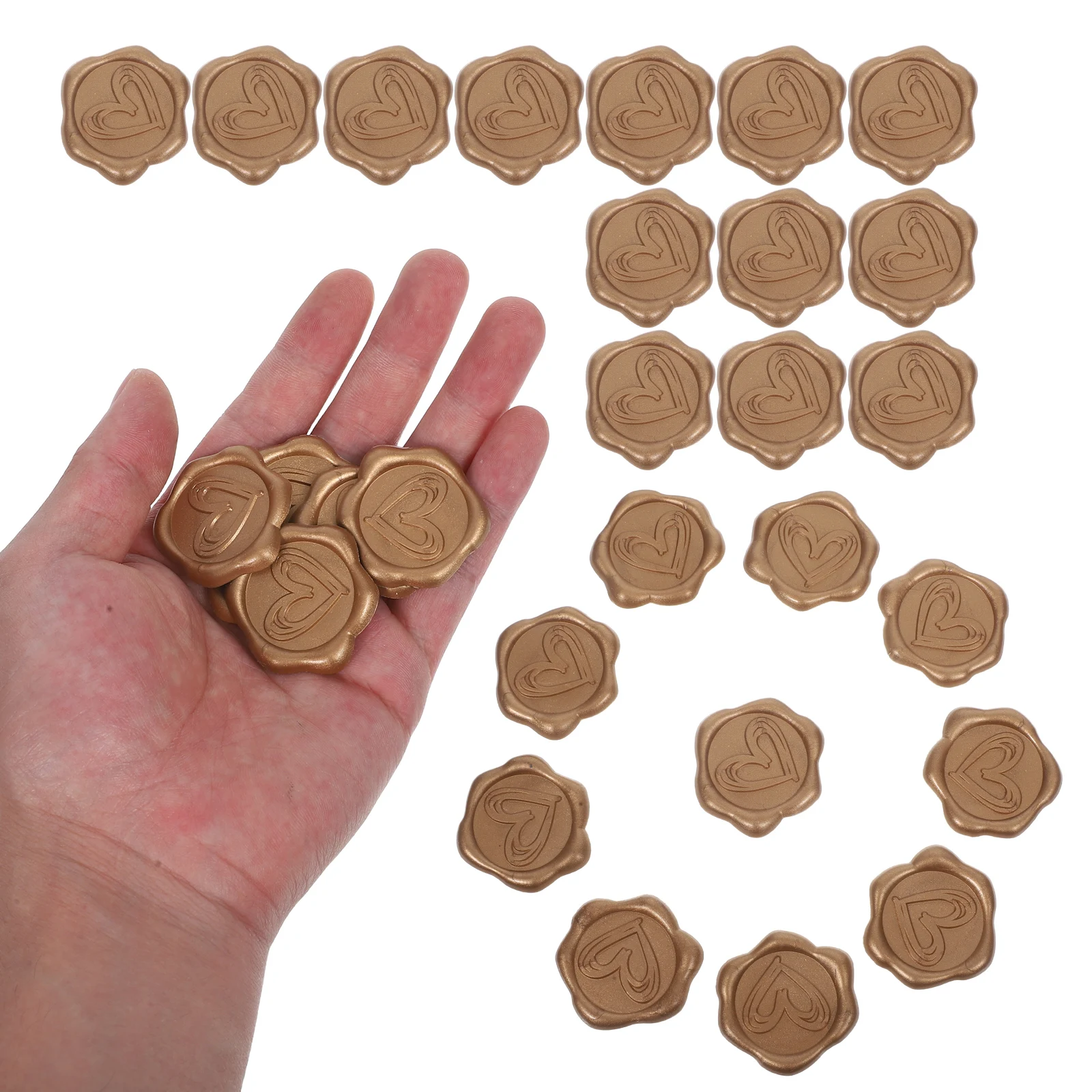 

50pcs Wax Seal Stickers Heart Shaped Self Adhesive Envelope Sealer Craft Decorative Waterproof Durable Packaging Box Seal