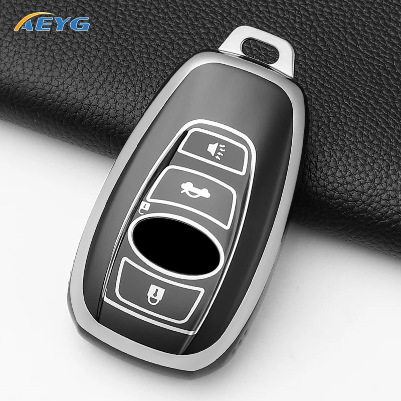 Soft TPU Car Smart Key Case Cover Shell For Subaru WRX XV Crosstrek Legacy BRZ Forester Impreza STi Outback 2015 - 2019 Keychain