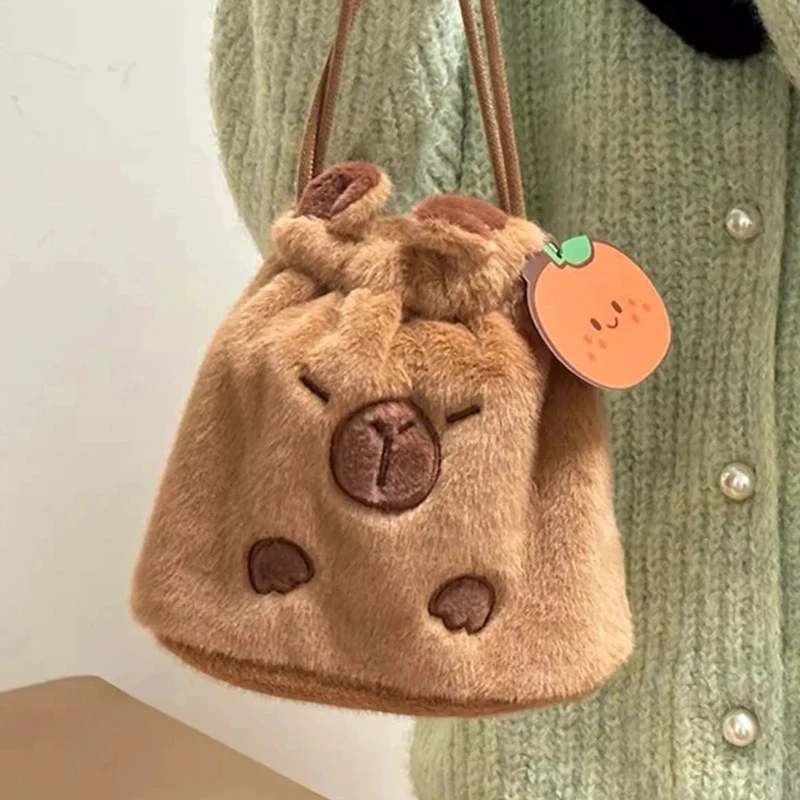 Capybara Plush Storage Bag Students Pencil Pouch Stationery Lovely Headphone Cute Capybara Handbag For Party Decor Supplies