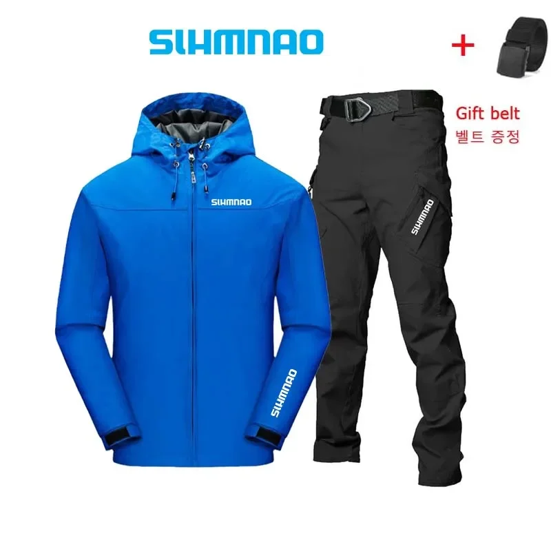 2024 Spring and Autumn Outdoor Fishing Set Tactical Pants Outdoor Hooded Windproof Waterproof Fishing Suit Mountaineering Jacket