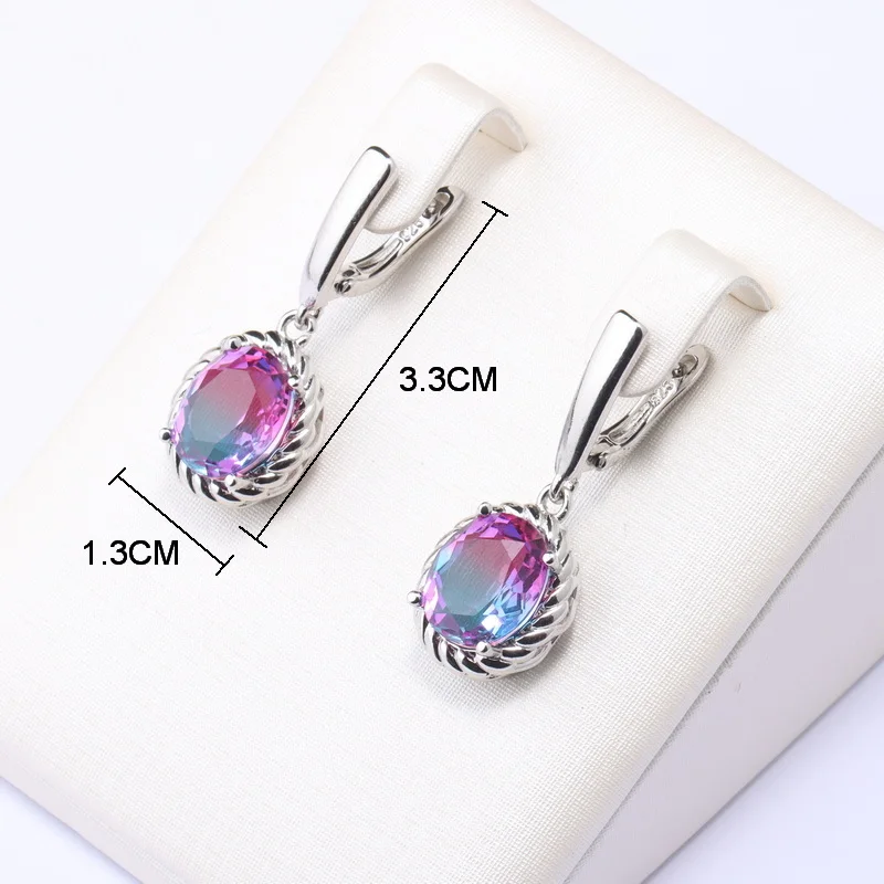 Wholesale Price 14-Color 4-Piece Sets 925 Silvet Colorful Wedding Jewelry Necklace And Earrings Ring For Women Bridal Sets