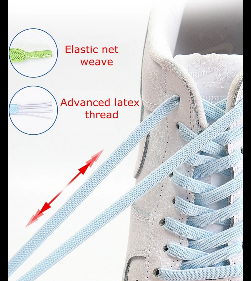 Elastic Shoe Laces Buckle Lock No Tie Shoelaces Sneakers Flat Woven Shoelace without Ties Kids Adult Rubber Bands for Shoes