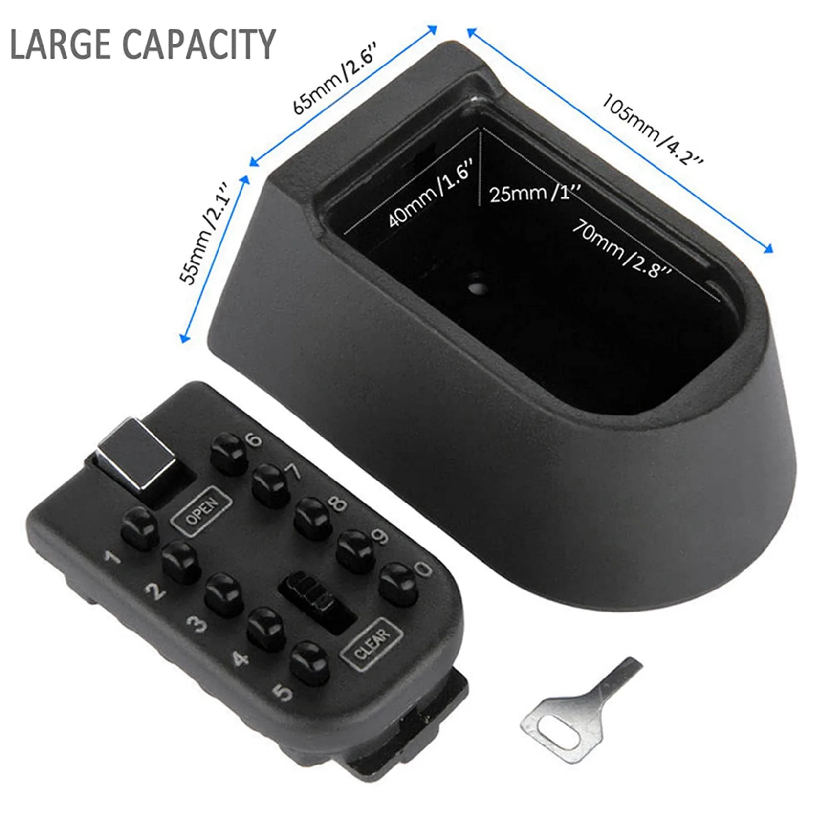 B29C-2X Key Lock Box For Outside Wall Mount, Key Storage Box, 10-Digits Combination Lockbox Button Key Box For Home