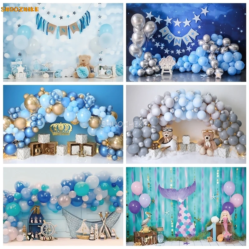 

Colorful Balloon Photography Background First Birthday Backdrop for Girl Boy 1st Birthday Party Decor Photo Studio Props