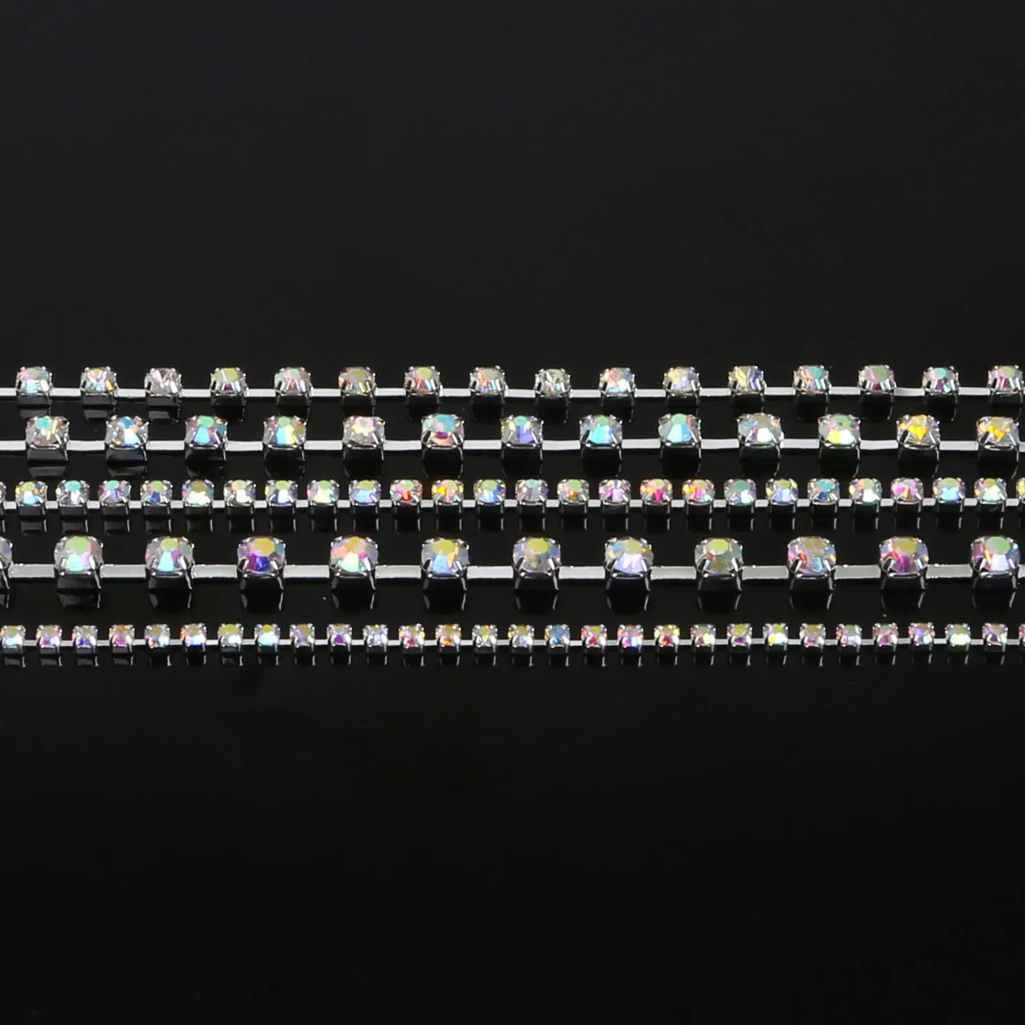 2mm SS6Crystal Water Diamond Chain Glass Diamond Gold and Silver Bottom Mobile Phone Rod Diamond Chain DIY Wedding Jewelry