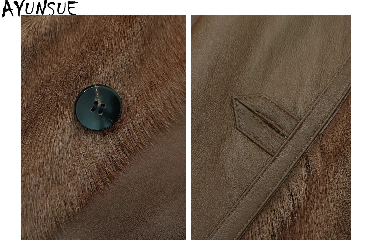 معاطف فراء من جلد الغنم الطبيعي من AYUNSUE سترة من الجلد الطبيعي من صوف الضأن للنساء 2025 ملابس شتوية دافئة للسيدات موضة شوبانا Жеenca #4