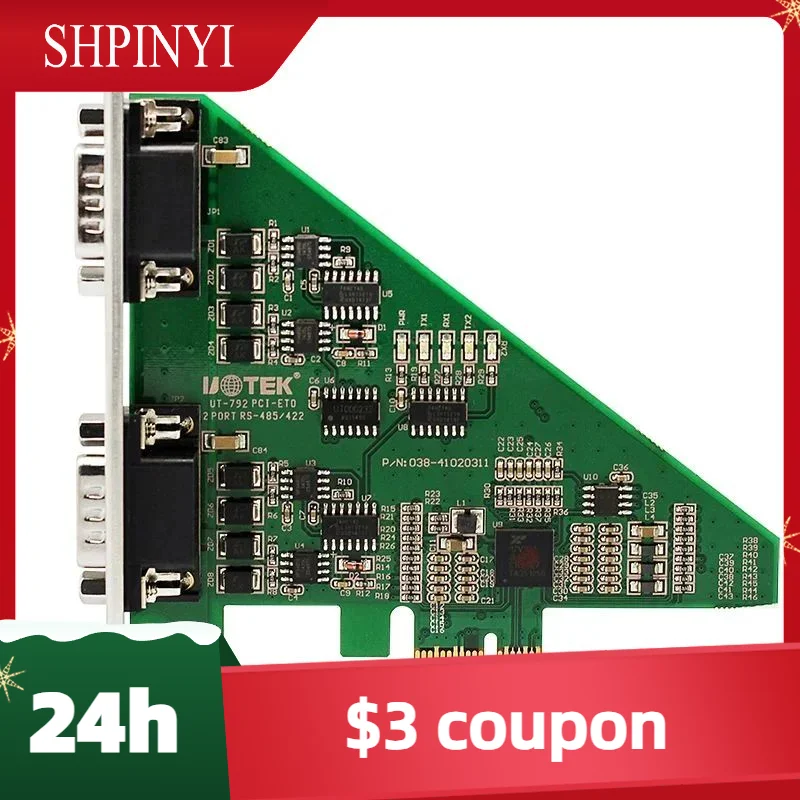 New UOTEK  2 Ports High Speed PCI-E PCI Express to RS-485 RS-422 Converter Serial Card DB9 RS485 RS422 Com Connector PCIE UT-792