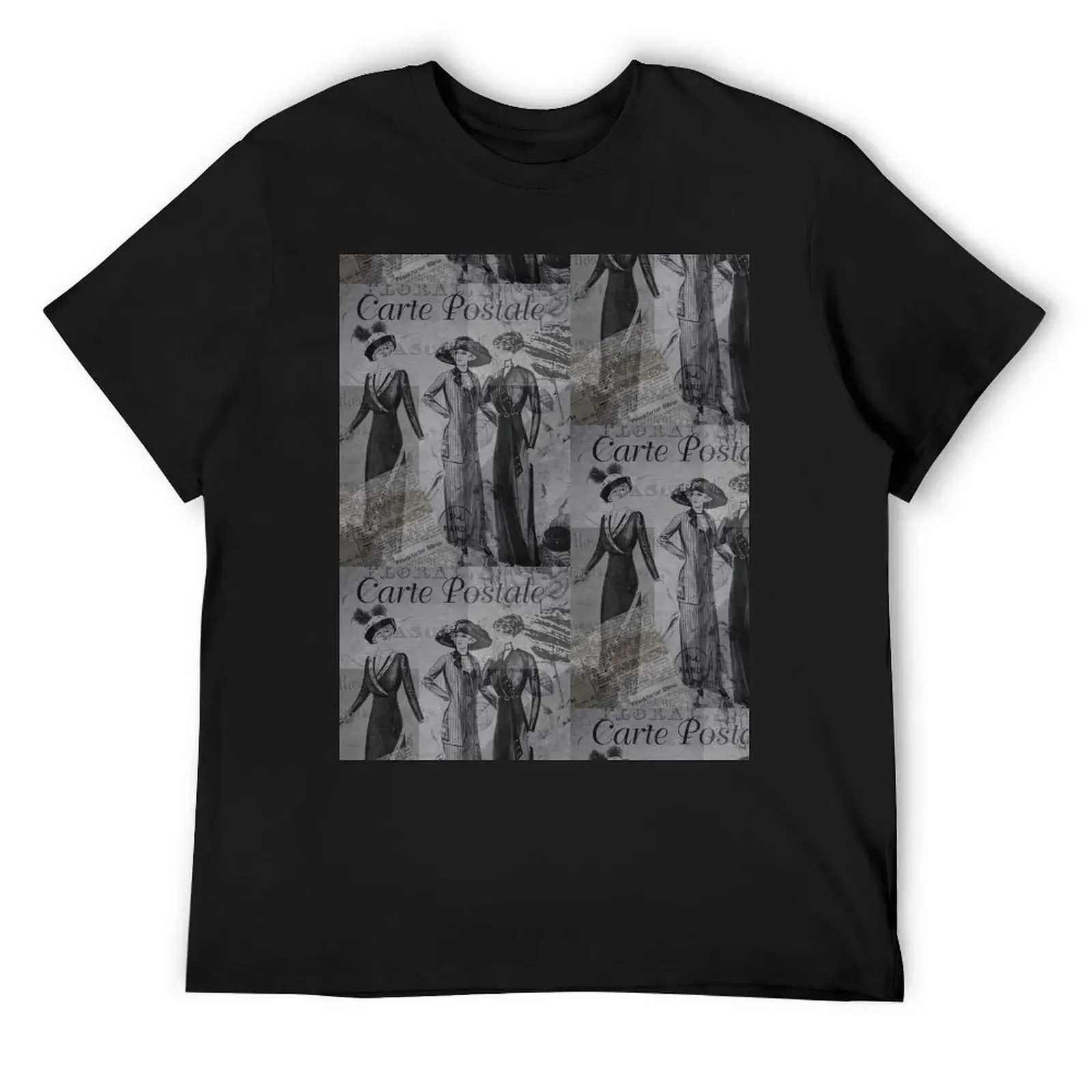 Stylish Vintage Fashion from yesteryear design on black - Abstract and timeless - Add some black to your life - David du T-Shirt