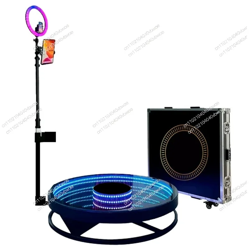 360 Photo Booth Machine Portable Free Custom Logo Automatic Glass 360 Video Booth with Flight Case for Party Events Wedding