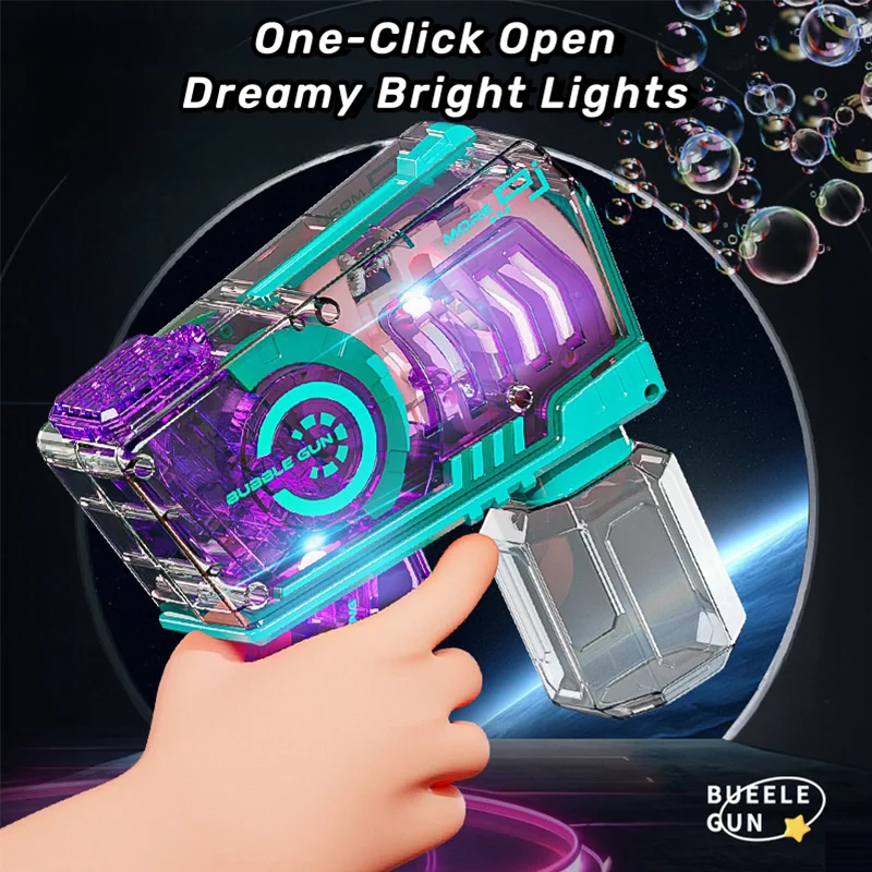 Bubble Gun Toys With LED Lights Automatic Bubble Machine 10-Hole Bubbles Wands Blaster Bubble Outdoor Party For Kids