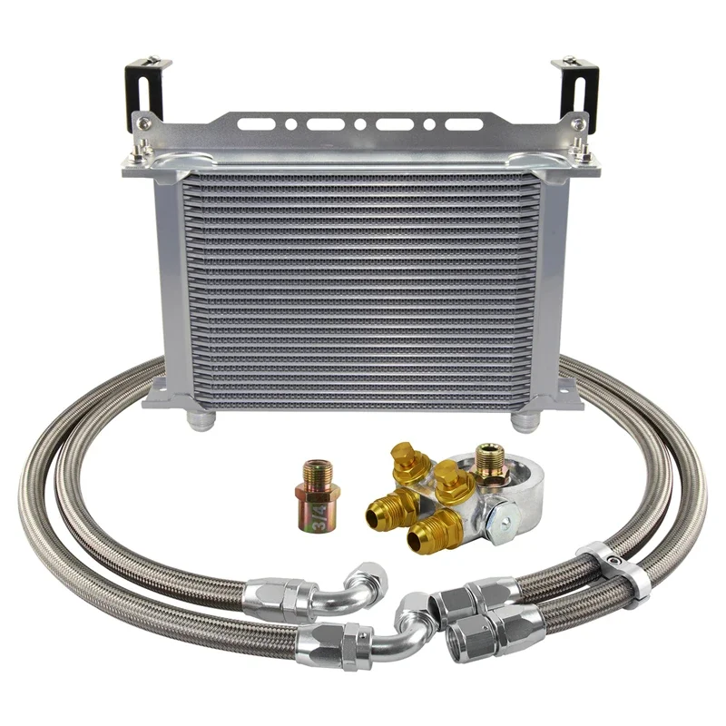 

Oil Cooler Kit Universal Thermostatic 70 Degree C 25Row 10AN Eninge with 7" Electric Fan Mount Bracket