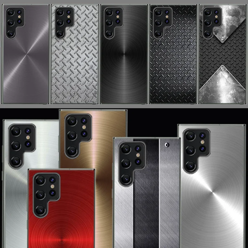 Brushed Metal Texture Steel Print Capa Phone Case For Samsung S26 Ultra S25 Edge Galaxy S23 S21 S20 S24 FE S22 S10 Plus Cover Cl