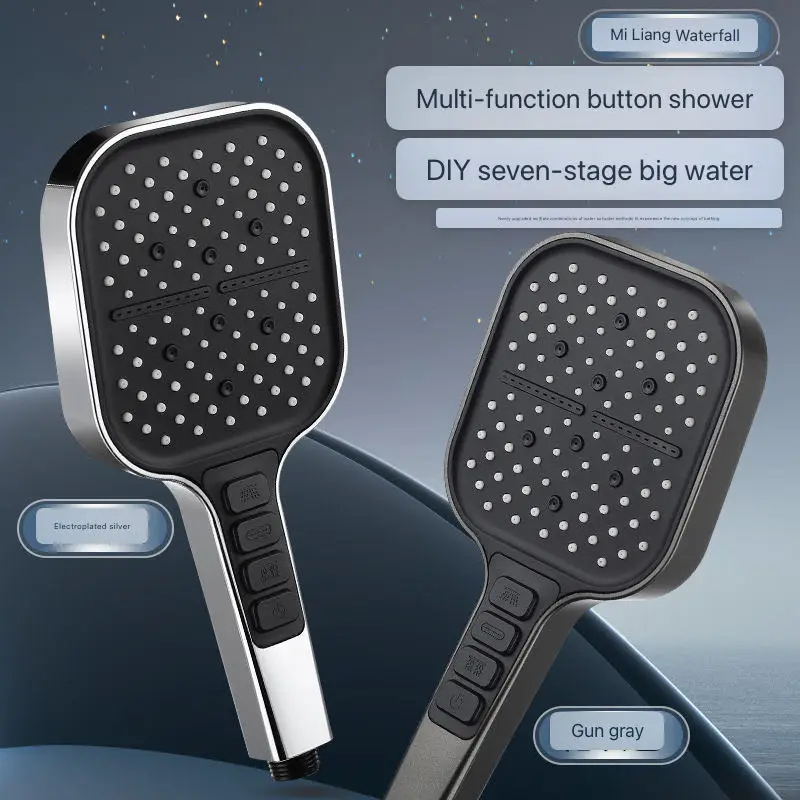 Cabezal de ducha moderno de 7 modos, llave de lluvia pesada de alta presión, parada, suministro portátil, juego de accesorios para grifo de baño