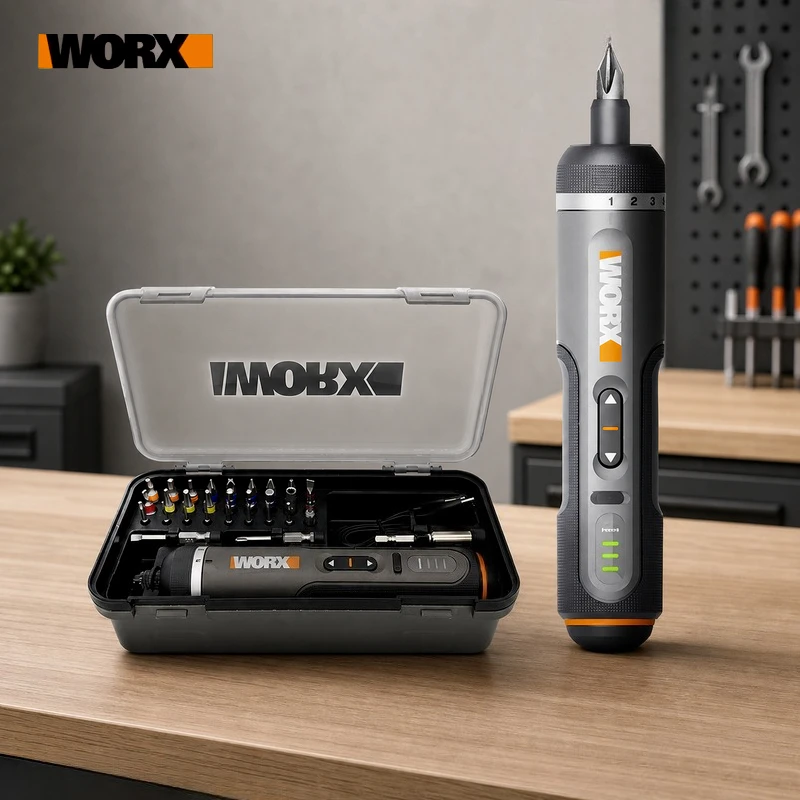Worx 4V Electrical Screwdriver Sets WX242 Smart Cordless Electric Screwdrivers USB Rechargeable Handle 30 Bit Sets Power Tools