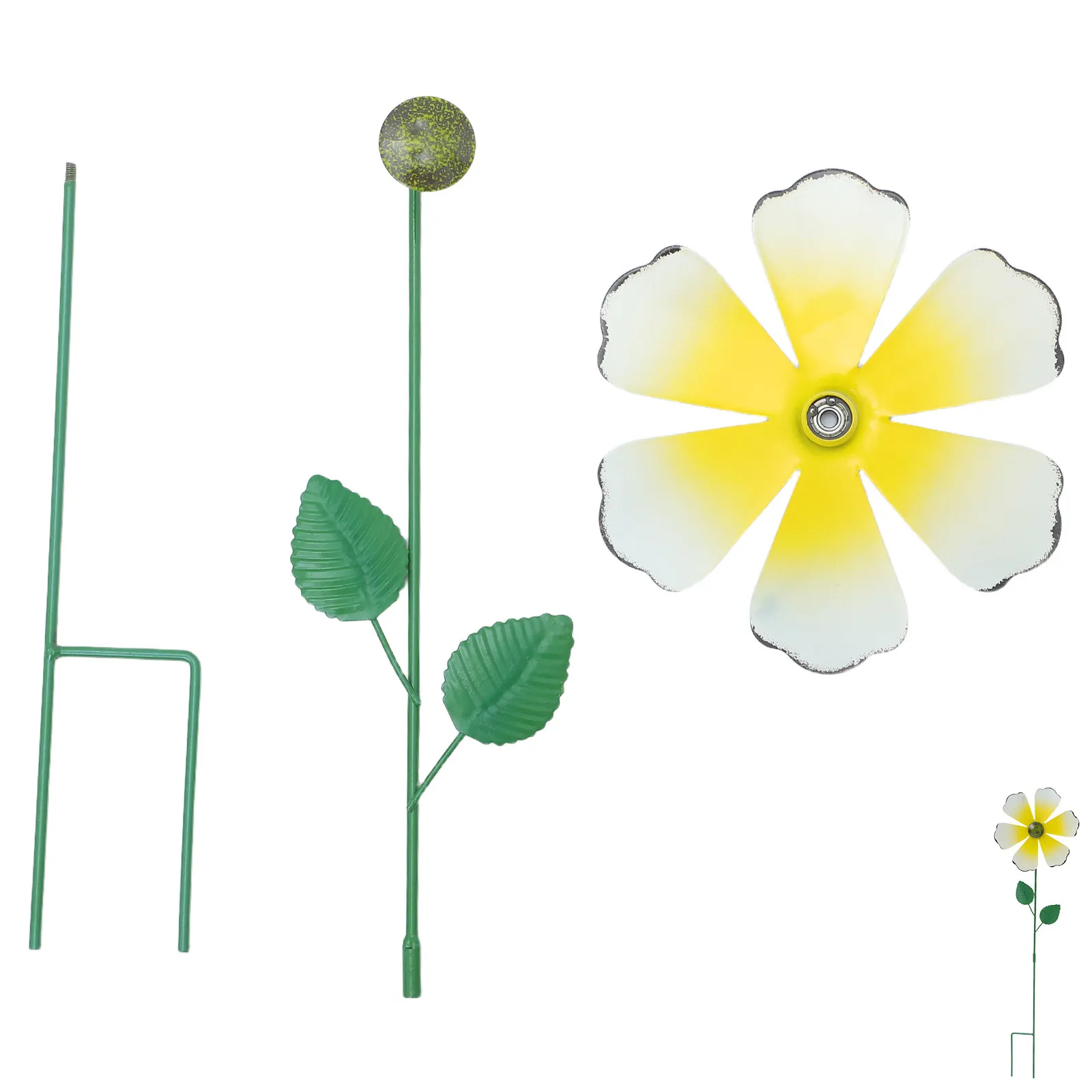 Metal Flower Windmill Garden Stake Artistic Iron Craft Outdoor Yard Wind Spinner Garden Floral Sculpture Decoration