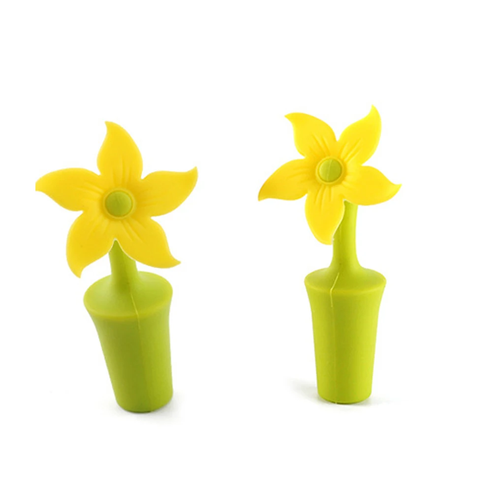 

1pc Flower Shaped Bottle Stoppers Silicone Beverage Corks Airtight Reusable Decorative Kitchen Bar Accessories