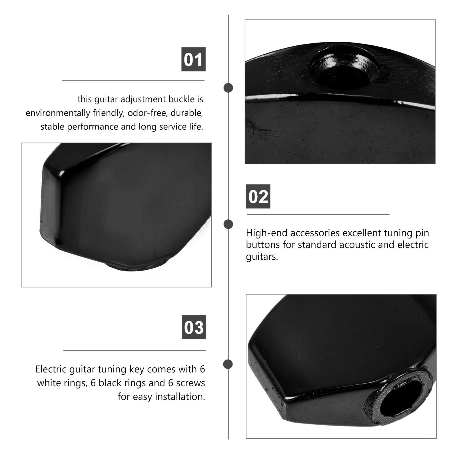 

6Sets Guitar Tuning Knobs Durable Folk Tuner Handles String Locking Function Guitar Accessories Folk Tuning Handles