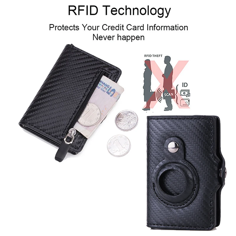 Carbon Rfid Kartenhalter Männer Frauen Airtag Brieftasche Geld Tasche Leder Geldbörse Dünne Dünne Brieftaschen Für Apple AirTags Tracker Air Tag 2023 – Detail 3