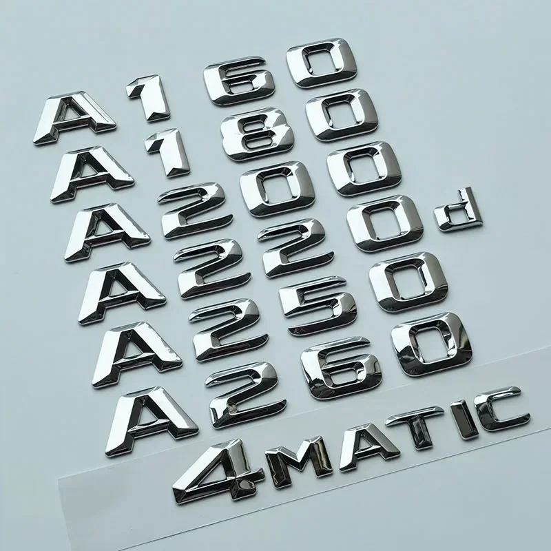 OK 2015 Letters A180 A200 A250 A260 A220d A250d 4Matic ABS Car Emblem for A Class W176 W177 Trunk Nameplate Sticker Chrome Black