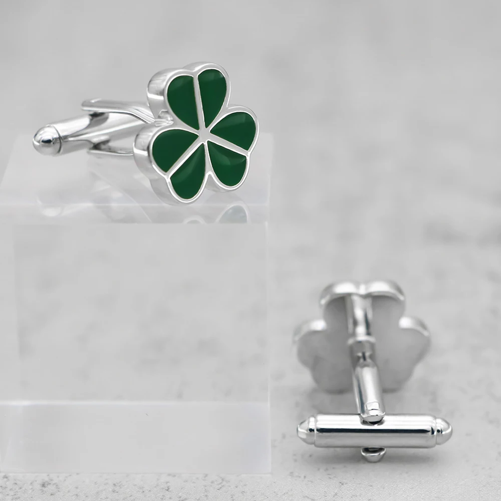 New Arrival Clover Cufflinks Classic Green Shamrock CuffLink Lover Friends Wedding Anniversaries Gifts Wholesale&retail