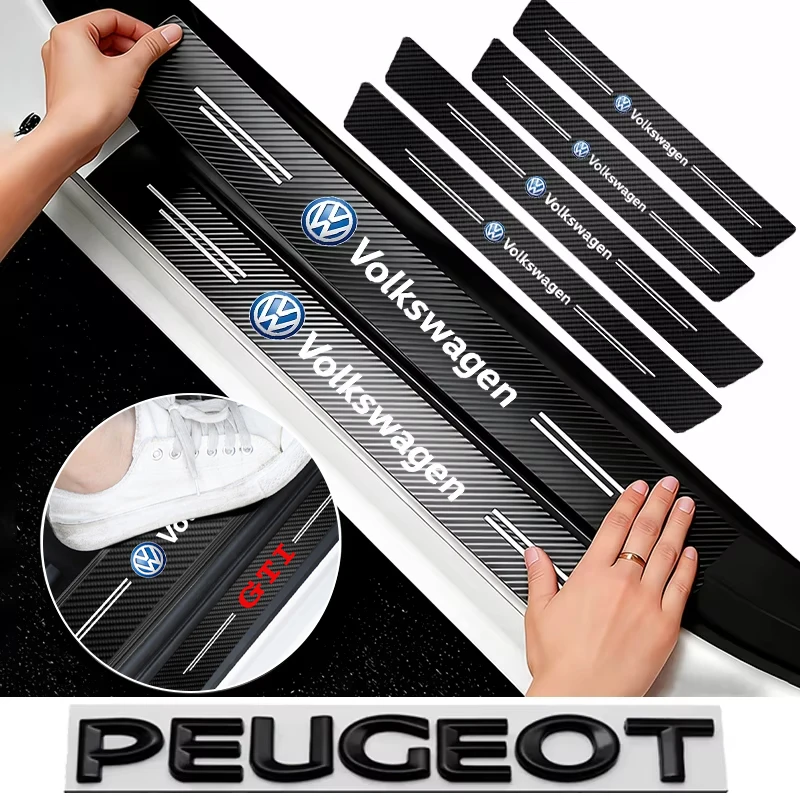 1/4/5 Stück Auto-Türschwellenschutz Dekor Carbonfaser-Aufkleber für VW GTI Polo Golf MK6 MK7 Beetle Touran CC Passat Tiguan Jetta