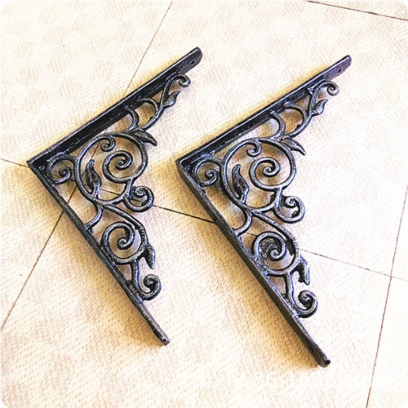 2-color Wrought Iron Bracket Is Suitable for Wall Bookshelf Partitions Set-top Boxes Triangular Cast Iron Bracket