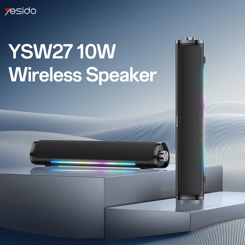 

Yesido YSW27 Bluetooth-динамик Открытый домашний RGB световой эффект Двойной динамик сабвуфер Настольный Bluetooth-динамик