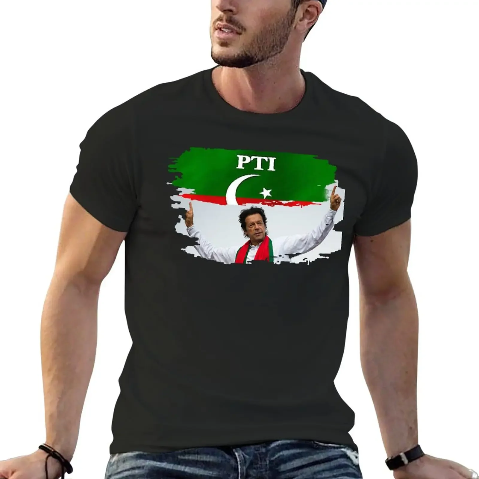 New Imran Khan Pakistan PTI T-Shirt sweat oversized t shirt korean fashion mens vintage t shirts