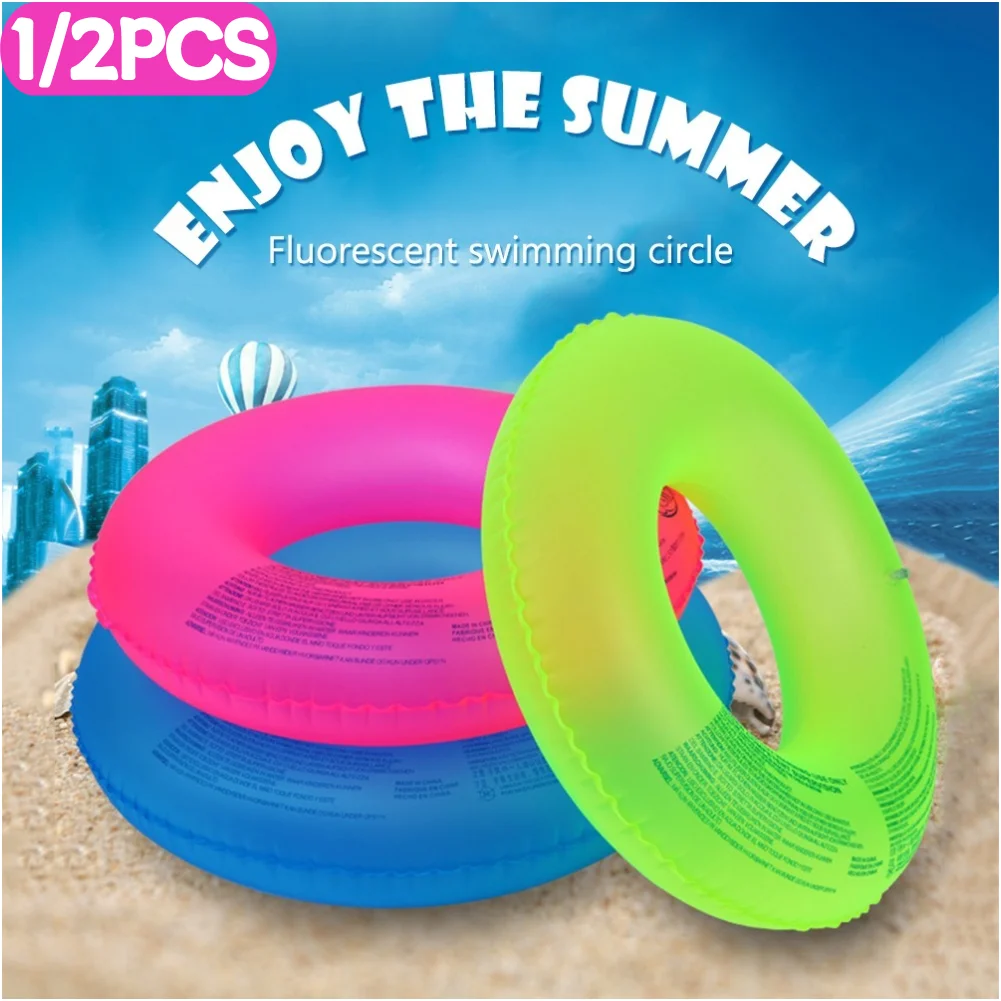 Inflatable Swim Ring Tube for Baby Kid Adult Fluorescent Life Ring Pool Float Portable Swimming Inflatable Float