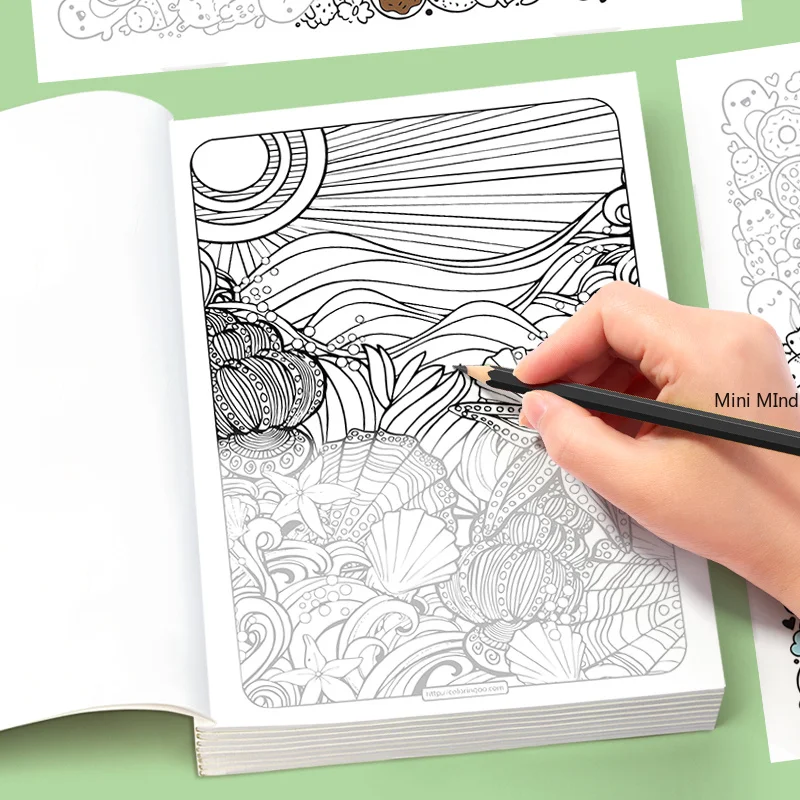 Portable Multi Theme Adult Decompression Coloring Book, Space Graffiti/mandala/flowers/desserts/plants and Other Themes, A5 Size